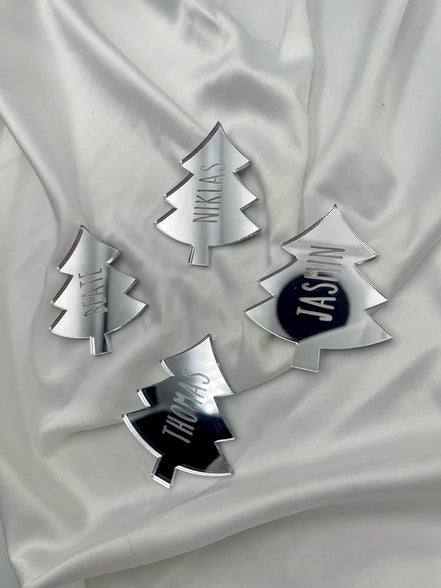 Weihnachten Platzkarte (auch mit Loch möglich) für den gedeckten Tisch oder auch als Deko für vorhandene Geschenke, 6,5 cm Gold oder silber