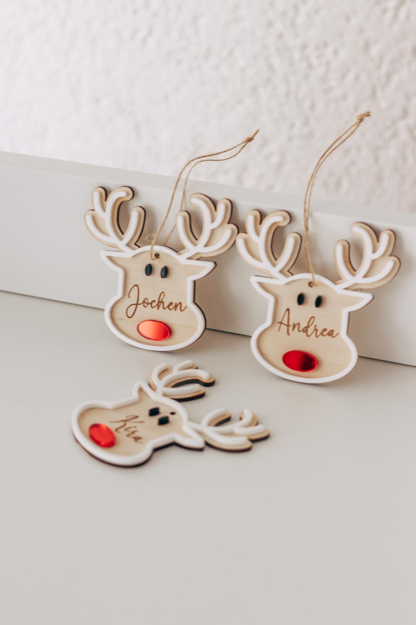 Christbaum Anhänger - Weihnachtsbaumdeko - Dekoration Weihnachten - Personalisierte Holzanhänger - Ornamente - Mitarbeiter Geschenk