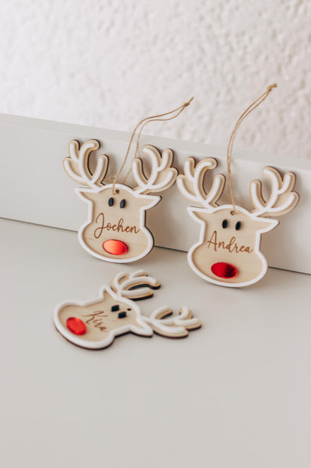Christbaum Anhänger - Weihnachtsbaumdeko - Dekoration Weihnachten - Personalisierte Holzanhänger - Ornamente - Mitarbeiter Geschenk