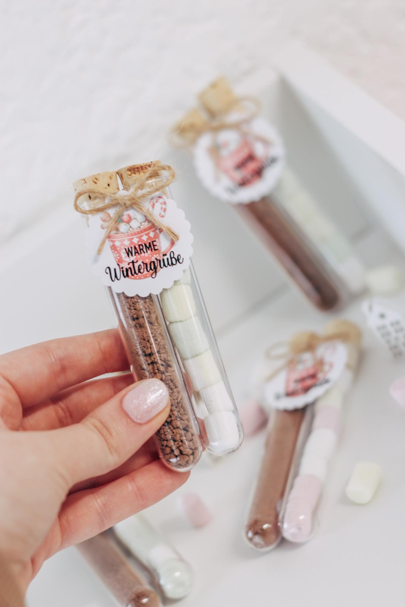 Gastgeschenk Weihnachten - Warme Wintergrüße Kakao & Marshmallows - Mitarbeiter Geschenk, Wichtelgeschenk, Geschenk unter Kollegen