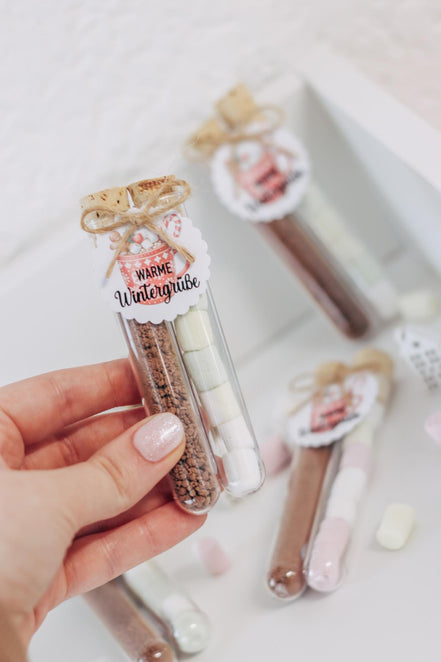 Gastgeschenk Weihnachten - Warme Wintergrüße Kakao & Marshmallows - Mitarbeiter Geschenk, Wichtelgeschenk, Geschenk unter Kollegen