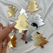 Weihnachten Platzkarte (auch mit Loch möglich) für den gedeckten Tisch oder auch als Deko für vorhandene Geschenke, 6,5 cm Gold oder silber