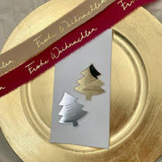 Weihnachten Platzkarte (auch mit Loch möglich) für den gedeckten Tisch oder auch als Deko für vorhandene Geschenke, 6,5 cm Gold oder silber