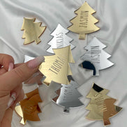 Weihnachten Platzkarte (auch mit Loch möglich) für den gedeckten Tisch oder auch als Deko für vorhandene Geschenke, 6,5 cm Gold oder silber