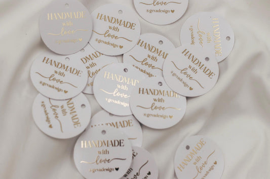 Etiketten für Small Business - handmade with love - verpackungsmaterial - mit liebe verpacken - personalisiert mit firmenname - gold schwarz
