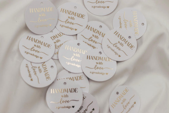Etiketten für Small Business - handmade with love - verpackungsmaterial - mit liebe verpacken - personalisiert mit firmenname - gold schwarz