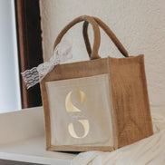 Personalisierte Jutetasche mit Namen + Initial, Trauzeugin Brautjungfer fragen - personalisiertes Geschenk - kleine Jutetasche - JGA