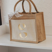 Personalisierte Jutetasche mit Namen + Initial, Trauzeugin Brautjungfer fragen - personalisiertes Geschenk - kleine Jutetasche - JGA
