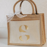 Personalisierte Jutetasche mit Namen + Initial, Trauzeugin Brautjungfer fragen - personalisiertes Geschenk - kleine Jutetasche - JGA