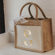 Personalisierte Jutetasche mit Namen + Initial, Trauzeugin Brautjungfer fragen - personalisiertes Geschenk - kleine Jutetasche - JGA