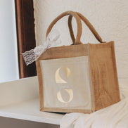 Personalisierte Jutetasche mit Namen + Initial, Trauzeugin Brautjungfer fragen - personalisiertes Geschenk - kleine Jutetasche - JGA