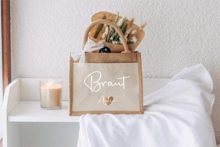Braut Tasche mit Namen - Geschenk zur Hochzeit, Getting ready, Personalisiert,