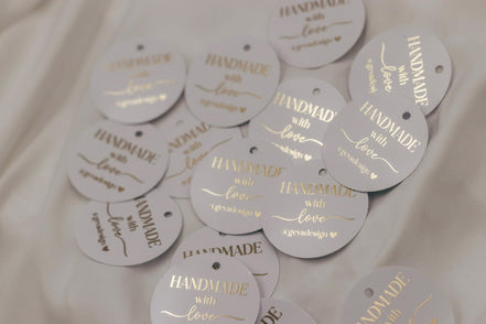 Etiketten für Small Business - handmade with love - verpackungsmaterial - mit liebe verpacken - personalisiert mit firmenname - gold schwarz