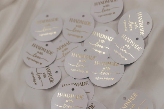 Etiketten für Small Business - handmade with love - verpackungsmaterial - mit liebe verpacken - personalisiert mit firmenname - gold schwarz