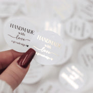 Etiketten für Small Business - handmade with love - verpackungsmaterial - mit liebe verpacken - personalisiert mit firmenname - gold schwarz