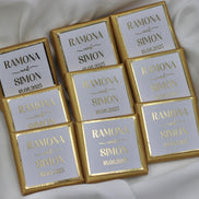 Gastgeschenk (10 Stück) Hochzeit Schokolade Gold oder Silberveredelung - Wedding favor mit Namen und Datum - Minimalistisch - luxuriös