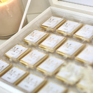 Gastgeschenk Hochzeit Verlobung Schokobox mit Gold/Silber Veredelung - Sözümüz Söz, Nikah, Geburtstag personalisiert mit Namen