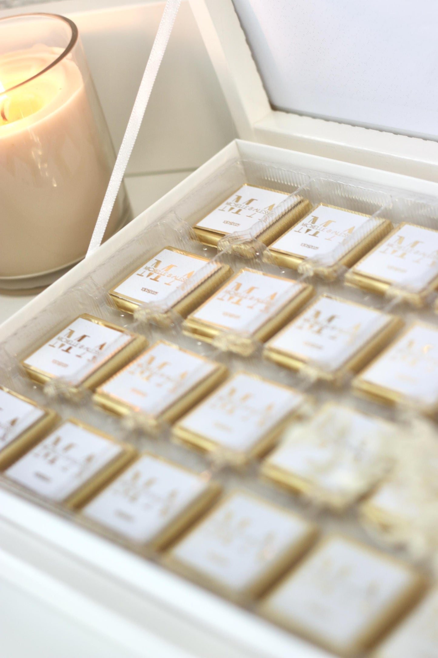 Gastgeschenk Hochzeit Verlobung Schokobox mit Gold/Silber Veredelung - Sözümüz Söz, Nikah, Geburtstag personalisiert mit Namen