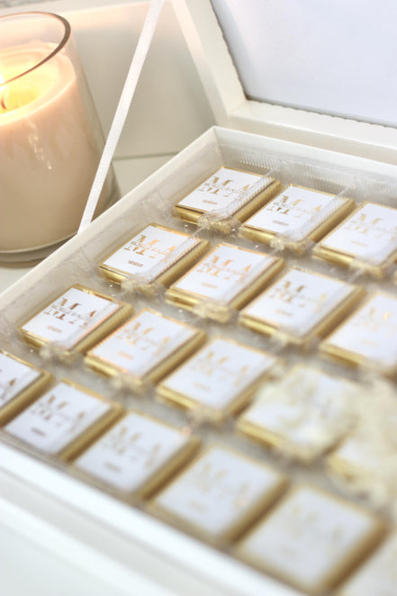 Gastgeschenk Hochzeit Verlobung Schokobox mit Gold/Silber Veredelung - Sözümüz Söz, Nikah, Geburtstag personalisiert mit Namen