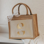 Personalisierte Jutetasche mit Namen + Initial, Trauzeugin Brautjungfer fragen - personalisiertes Geschenk - kleine Jutetasche - JGA