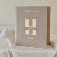 Zeugnisordner Zeugnismappe personalisiert mit dem Namen, in A4 oder A5 auswählbar, Initial in verschiedenen Farben möglich, Schulkind,