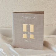 Zeugnisordner Zeugnismappe personalisiert mit dem Namen, in A4 oder A5 auswählbar, Initial in verschiedenen Farben möglich, Schulkind,
