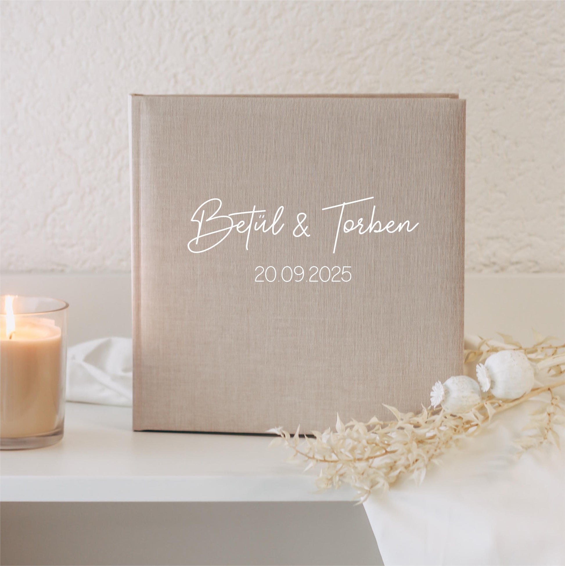 Gästebuch Hochzeit, Leinencover, Personalisiert mit Namen & Datum, Fotoalbum Standesamt