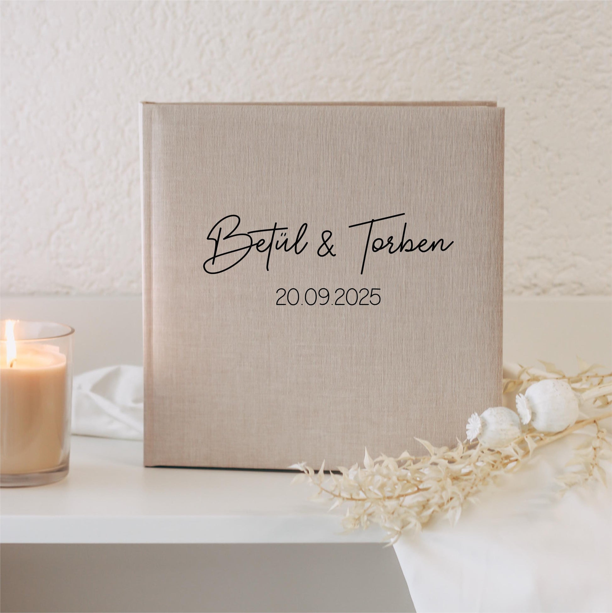 Gästebuch Hochzeit, Leinencover, Personalisiert mit Namen & Datum, Fotoalbum Standesamt