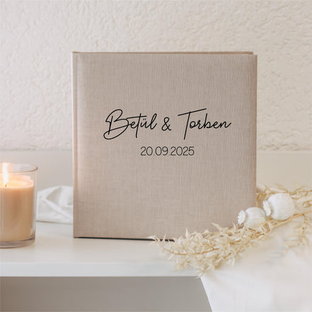 Gästebuch Hochzeit, Leinencover, Personalisiert mit Namen & Datum, Fotoalbum Standesamt