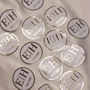 Personalisierte Etiketten für Gastgeschenke mit metallic Veredelung in gold, Hochzeit, Taufe,Sözümüz Söz, Verlobung, Initial & Datum