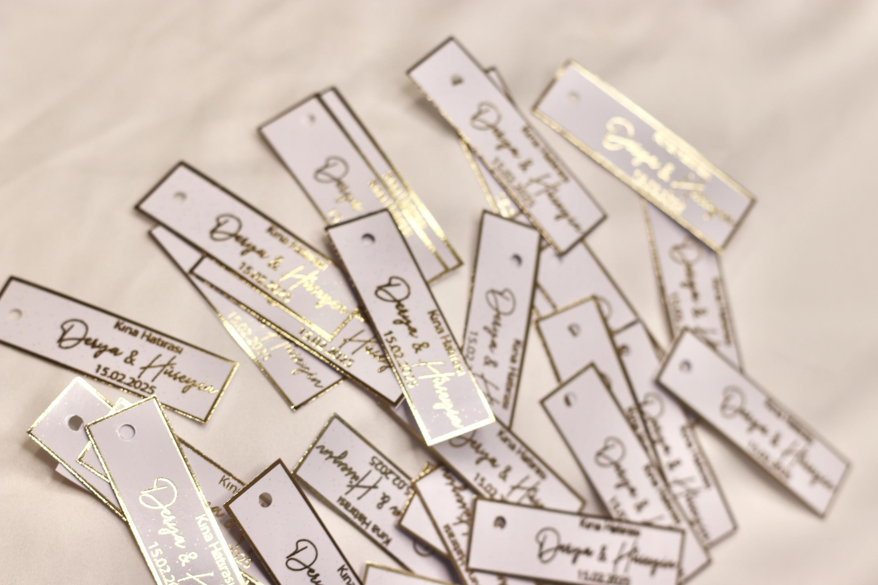 Kina Gecesi, Personalisierte Etiketten für Gastgeschenke mit metallic Veredelung in gold, Kina Hatirasi, Henna Nacht, Kanagjegj,