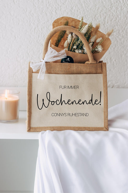 Rente Geschenk - Abschiedsgeschenk Kollegin - Team Geschenk - Ruhestand - personalisierte Tasche mit Namen