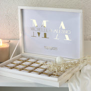 Gastgeschenk Hochzeit Verlobung Schokobox mit Gold/Silber Veredelung - Sözümüz Söz, Nikah, Geburtstag personalisiert mit Namen
