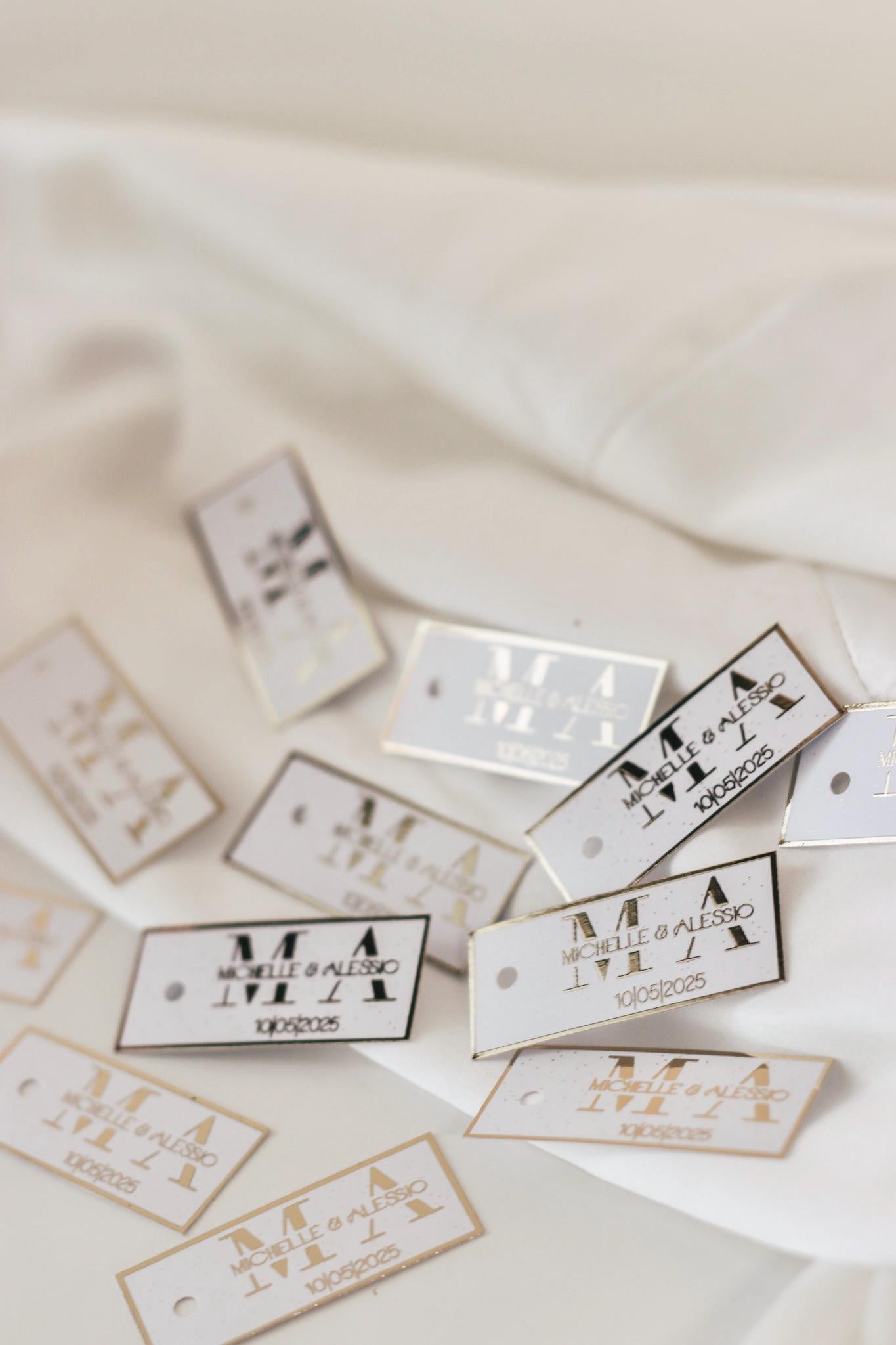 Personalisierte Etiketten für Gastgeschenke mit metallic Veredelung in gold oder silber, Hochzeit, Taufe, Geburtstag, Sözümüz Söz, Verlobung