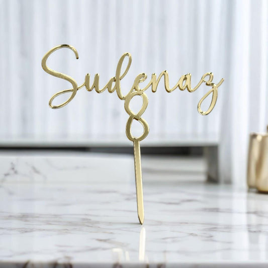 Caketopper aus Acryl + Zahl, Tortentopper, Tortenaufleger, Geburtstagsdeko, runder Geburtstag, Gold, silber, schwarz, weiß