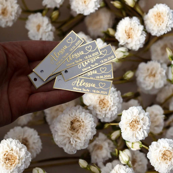 Personalisierte Etiketten Taufe, Kommunion, Mevlüt, Sünnet, Personalisiert mit dem Namen & Datum, Metallic Effekt gold, silber o schwarz