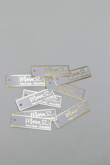 Personalisierte Etiketten Taufe, Kommunion, Mevlüt, Sünnet, Personalisiert mit dem Namen & Datum, Metallic Effekt gold, silber o schwarz