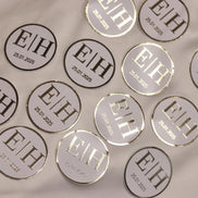 Personalisierte Etiketten für Gastgeschenke mit metallic Veredelung in gold, Hochzeit, Taufe,Sözümüz Söz, Verlobung, Initial & Datum