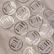 Personalisierte Etiketten für Gastgeschenke mit metallic Veredelung in gold, Hochzeit, Taufe,Sözümüz Söz, Verlobung, Initial & Datum