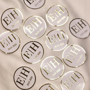 Personalisierte Etiketten für Gastgeschenke mit metallic Veredelung in gold, Hochzeit, Taufe,Sözümüz Söz, Verlobung, Initial & Datum