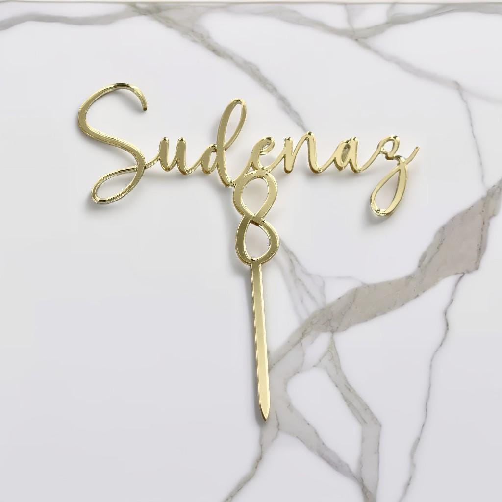 Caketopper aus Acryl + Zahl, Tortentopper, Tortenaufleger, Geburtstagsdeko, runder Geburtstag, Gold, silber, schwarz, weiß