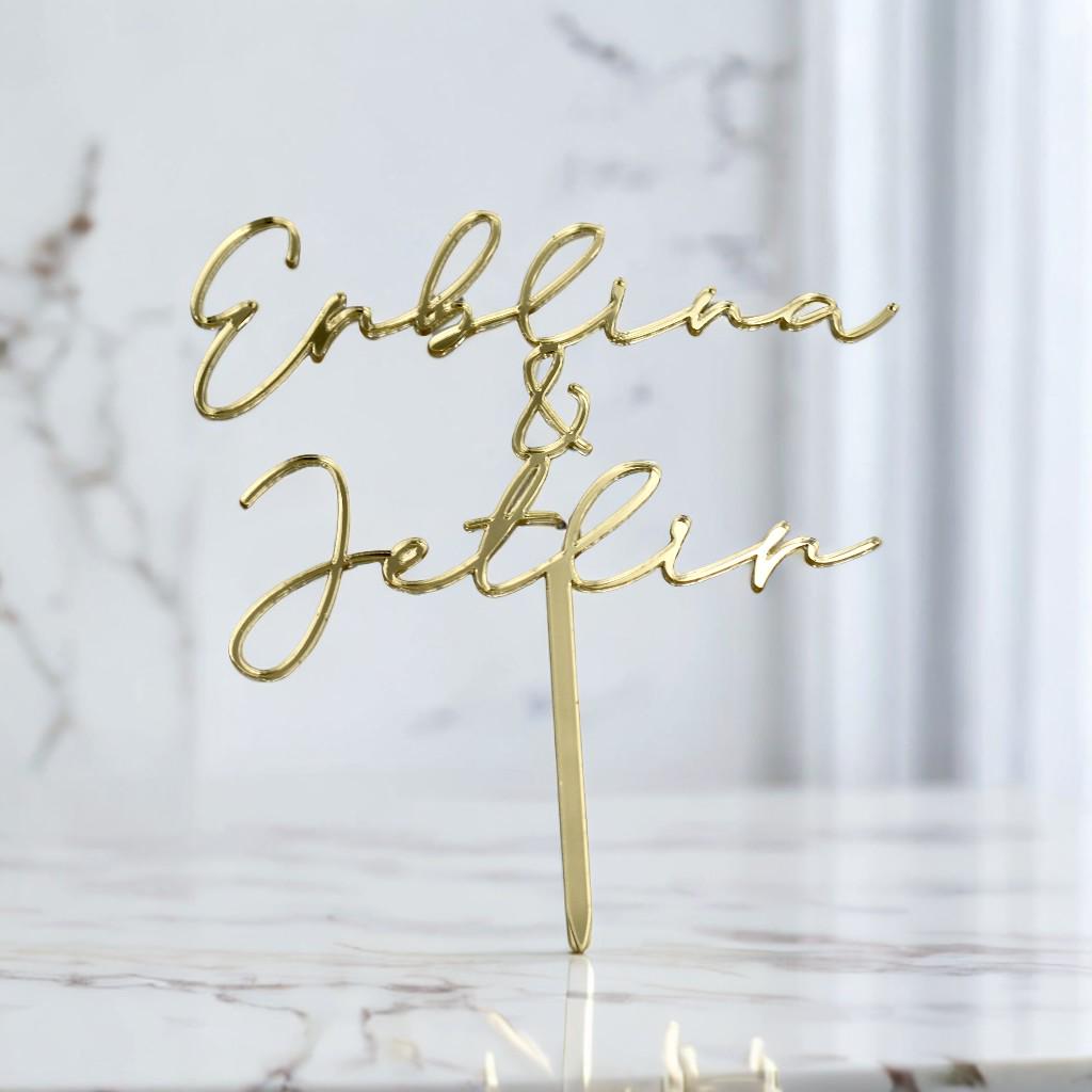 Caketopper Hochzeit personalisiert, luxuriös und minimalistisch, Hochzeitstorte Dekoration, Verlobung, Sözümüz Söz, Nikah, Standesamtdeko