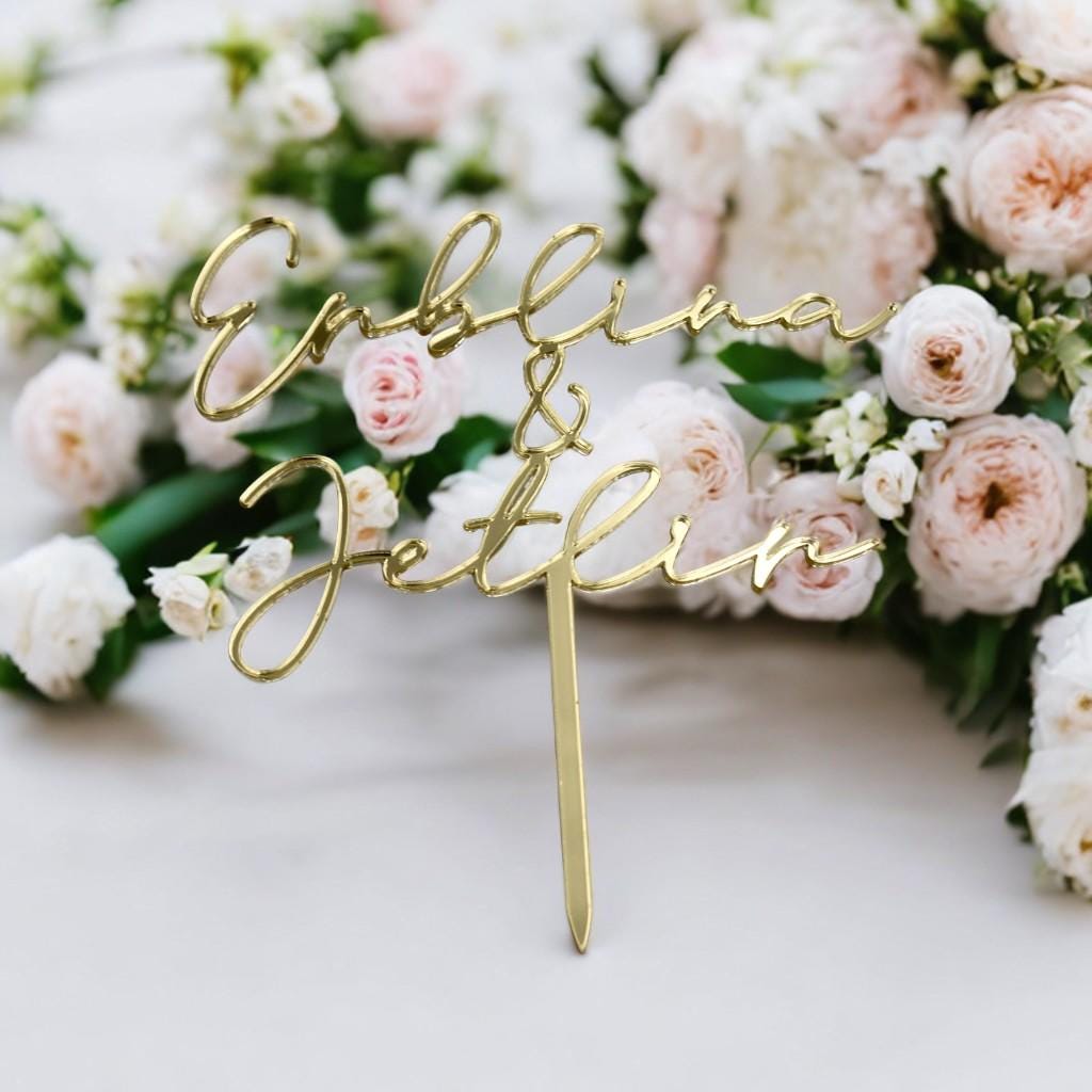 Caketopper Hochzeit personalisiert, luxuriös und minimalistisch, Hochzeitstorte Dekoration, Verlobung, Sözümüz Söz, Nikah, Standesamtdeko