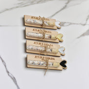 Gastgeschenke Hochzeit personalisiert Blütensalz, hochwertige Gravur & Acrylherz in verschiedenen Farben, Reagenzglas,
