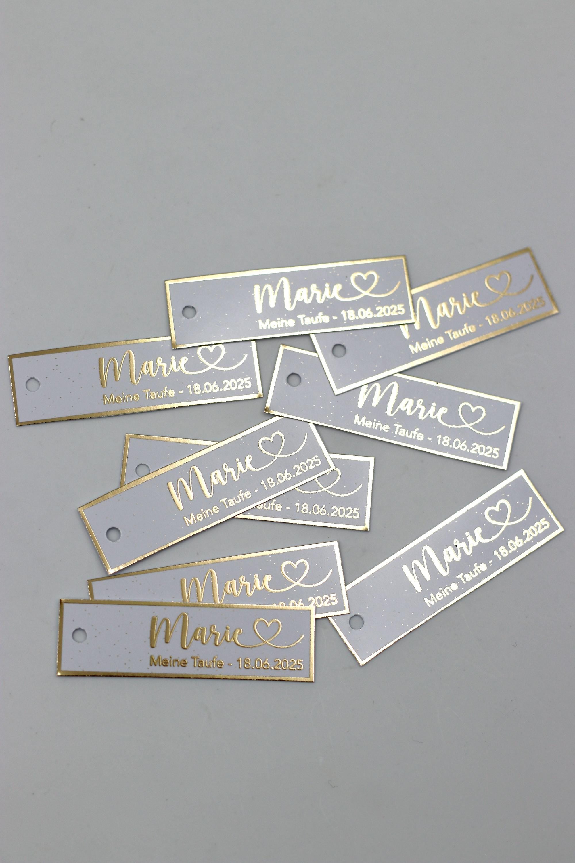 Personalisierte Etiketten Taufe, Kommunion, Mevlüt, Sünnet, Personalisiert mit dem Namen & Datum, Metallic Effekt gold, silber o schwarz