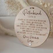 Patenkind Schild personalisiert | Geschenk zur Taufe mit Name, Widmung & Herz | Patentante Patenonkel Taufgeschenk aus Holz