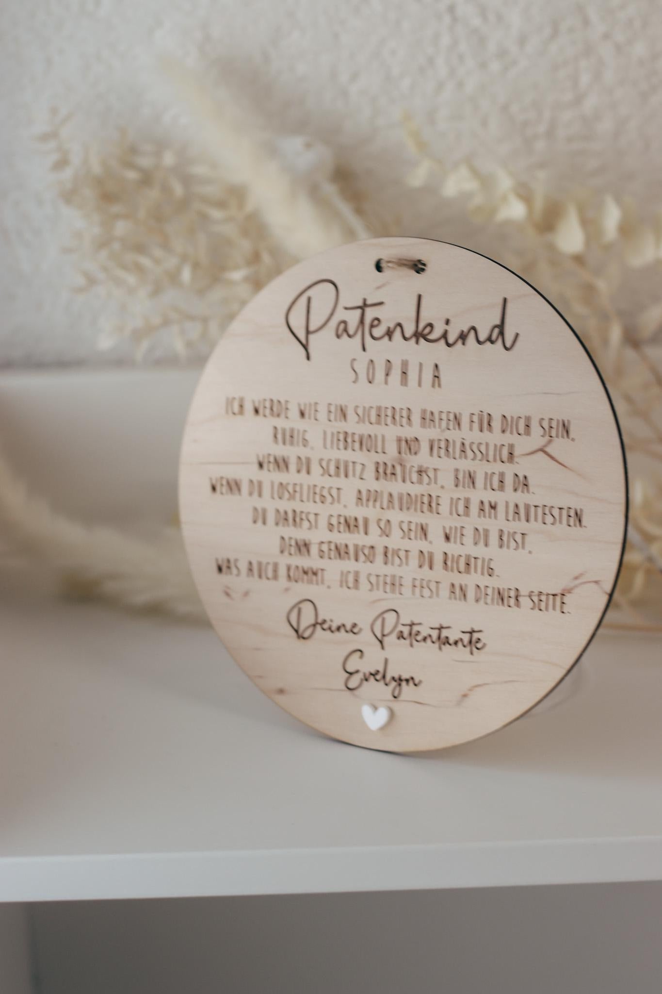 Patenkind Schild personalisiert | Geschenk zur Taufe mit Name, Widmung & Herz | Patentante Patenonkel Taufgeschenk aus Holz