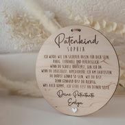 Patenkind Schild personalisiert | Geschenk zur Taufe mit Name, Widmung & Herz | Patentante Patenonkel Taufgeschenk aus Holz