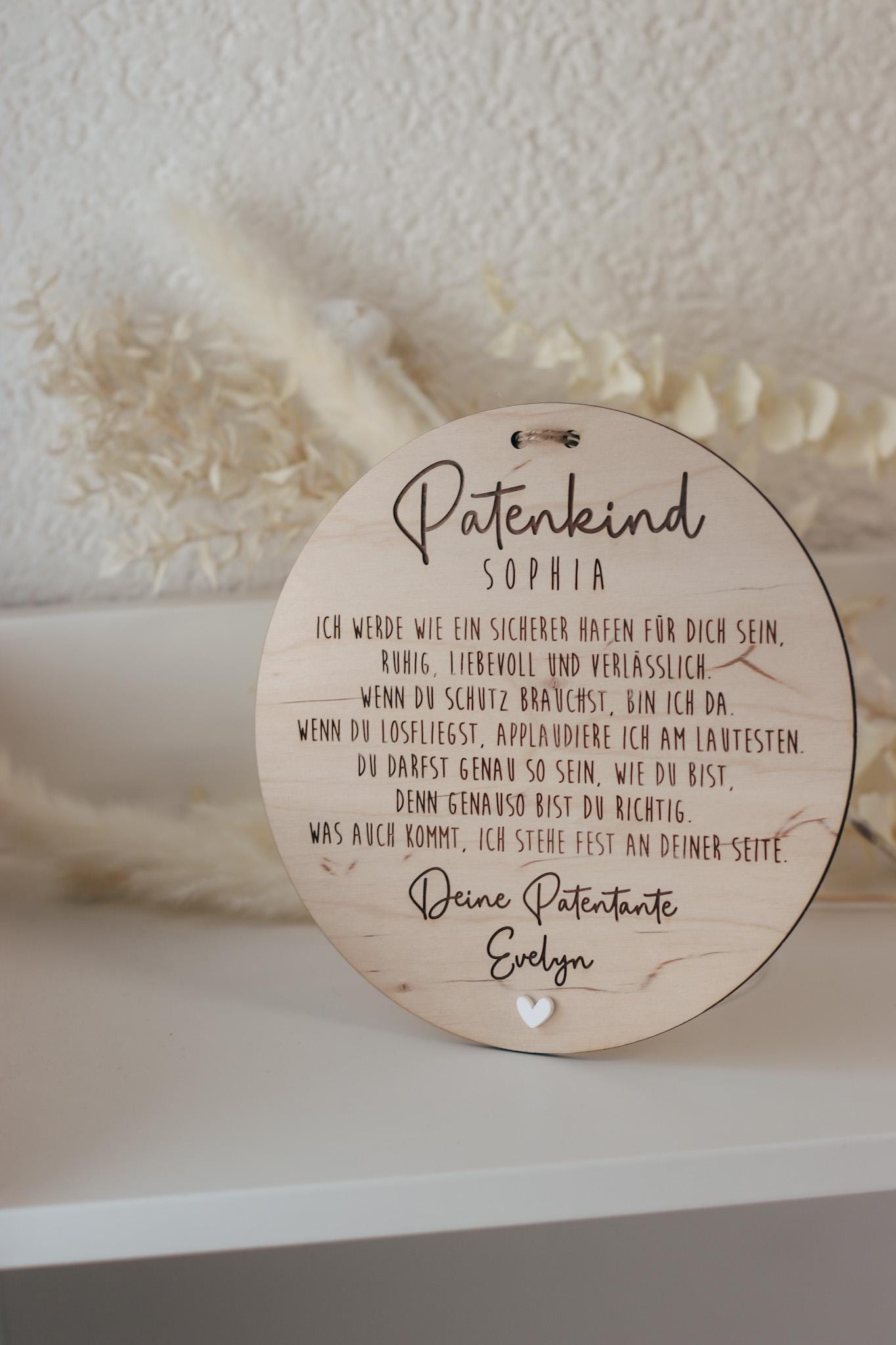Patenkind Schild personalisiert | Geschenk zur Taufe mit Name, Widmung & Herz | Patentante Patenonkel Taufgeschenk aus Holz