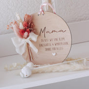 Muttertagsschild Holz | Trockenblumen rosa | Geschenk für Mama | personalisiert | Muttertagsgeschenk | Holzdeko | Beste Mama, Oma, Danke